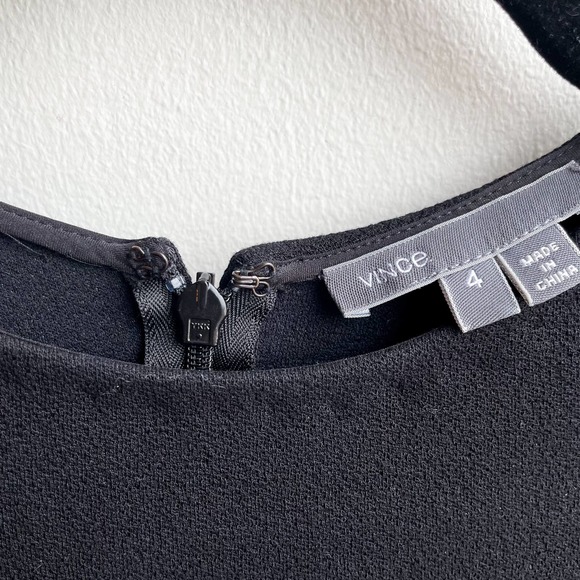 Vince Revolve Leather Sleeve Pencil Shift Dress - Size 4 - Picture 5 of 12